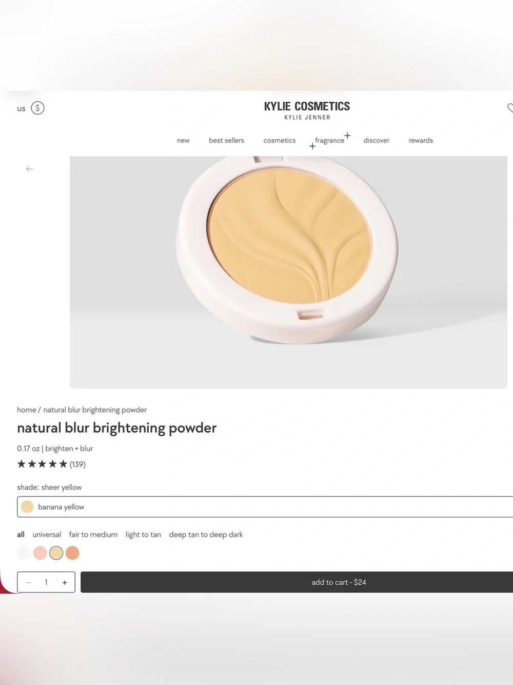 Kylie Cosmetics Setting Powder Compact - Color: Banana Yellow NIB